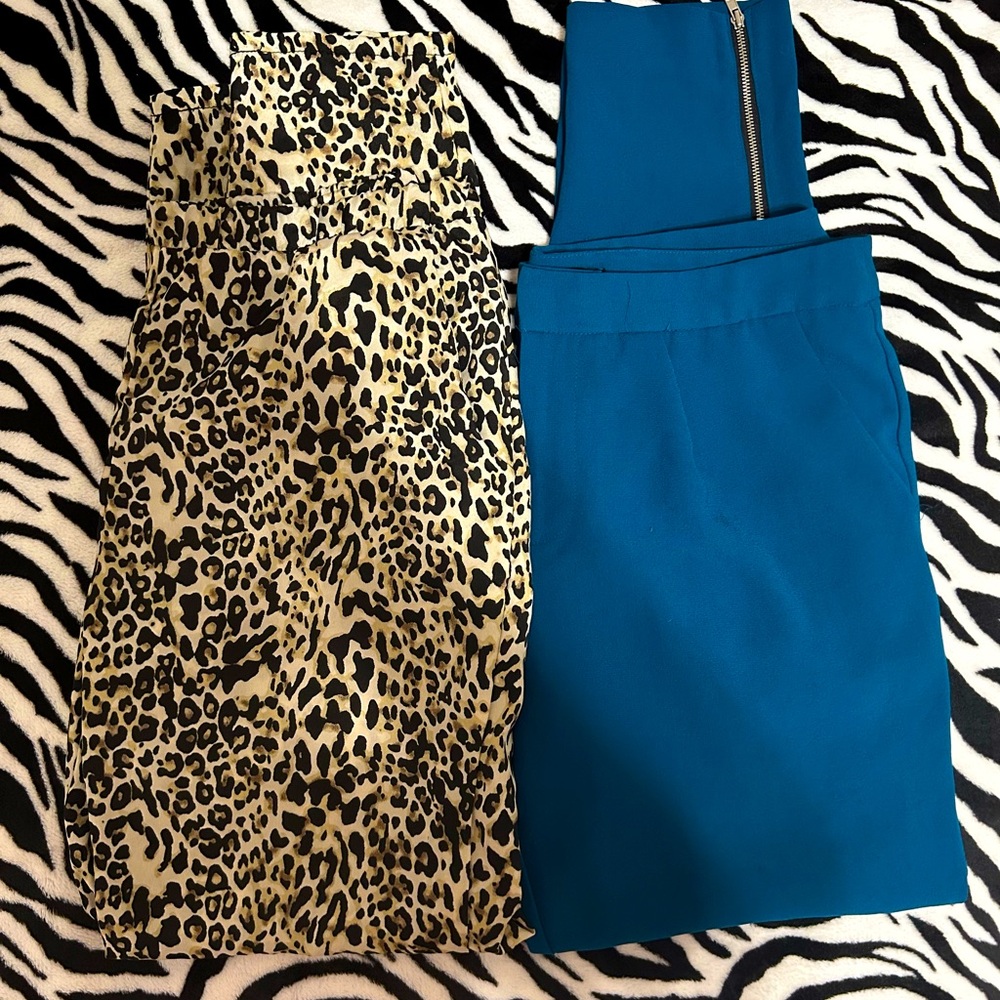 Cheetah print and cyan satin pants combo💋